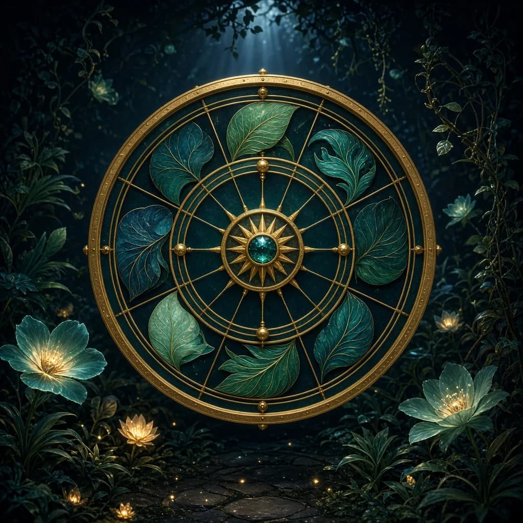 Portada de Órbita Nocturna con rueda floral abstracta